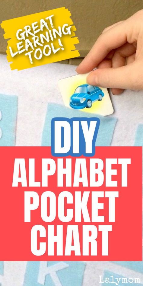 This DIY Alphabet Pocket Chart from LalyMom is perfect for learning letters and letter sounds. This guide comes complete with instructions for creating this adorable pocket chart. You can also find ideas for using this pocket chart or get creative and come up with your own fun activities. The possibilities are endless for this inexpensive easy DIY learning activity. A great way to help toddlers, preschoolers, and kindergarteners to learn their ABCs. Alphabet Pocket Chart, Abc Activities, Alphabet Charts, Alphabet Activities Preschool, Teaching Letters, Letter Activities, Pocket Chart, Alphabet Preschool, Preschool At Home