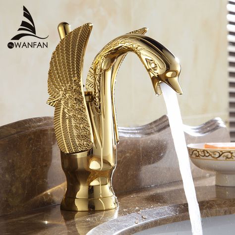 Swan Faucet, Gold Swan, Latest Bathroom, Faucet Design, Hotel Luxury, Brass Faucet, Basin Mixer Taps, Modern Bathroom Decor, Tap Handles