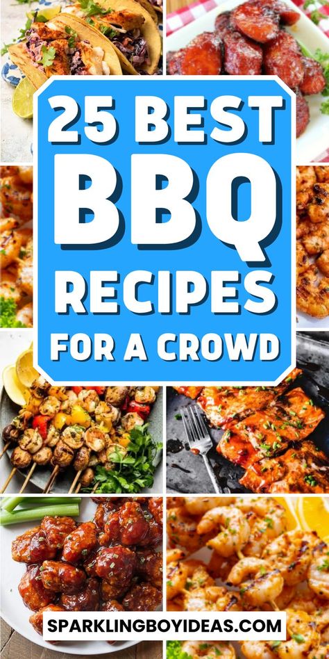 Bbq Recipes For A Crowd, Barbeque Party Food, Bbq Ideas Food, Crowd Meals, Cheap Bbq, Grilling Party, Backyard Bbq Food, Bbq Potluck, Easy Bbq Recipes