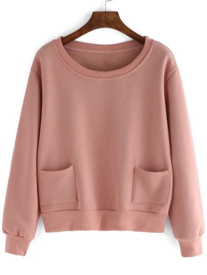 Pocket Ideas, Beige Crop Tops, Pink Long Sleeve Tops, Pink Round, Crop Top Sweatshirt, Beige Top, Pink Crop Top, Cropped Sweatshirt, Round Neck Tops