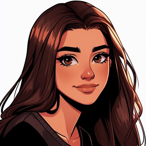 Brunettes Cartoon Characters, Drawing Brown Eyes, Brown Hair Brown Eyes Cartoon Girl, Brown Hair Cartoon Girl Aesthetic, Brown Haired Female Character Design, Face Claims Female Brunette Brown Eyes, Straight Hair Cartoon, Character Inspo Girl, Brown Girl Cartoon