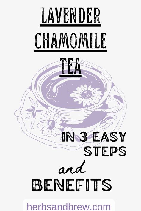 Lavender Chamomile Tea in 3 Easy Steps (and Benefits) - leads to a list of proven benefits of chamomile and lavender, with a recipe for tea and an option to make it a latte Lavender Tea Benefits, Lavender Chamomile Tea, Chamomile Recipes, Lavender Latte Recipe, Chamomile Tea Recipe, Steamed Milk At Home, Benefits Of Chamomile, Lavender Latte, Steamed Milk