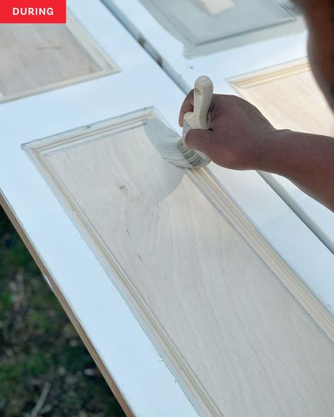 Closet doors in the renovation process. Closet Door Redo, Louvered Door Ideas, Louvered Bifold Doors, Door Redo, Bifold Doors Makeover, Basic Closet, Diy Closet Doors, Renovation Process, Closet Door Makeover