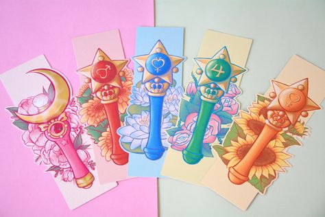 Sailor Moon Bookmark, Sailor Moon Cute, Moon Bookmark, Sailor Moon Wands, Moon Cute, Moon Acrylic, Moon Wallpaper, Sailor Moon Wallpaper, Watercolor Bookmarks