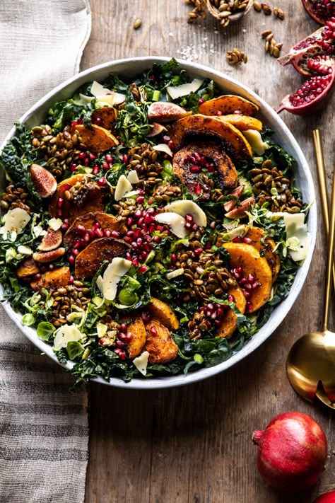 Fall Harvest Roasted Butternut Squash and Pomegranate Salad | halfbakedharvest.com #salad #autumnrecipes #easyrecipes #healthy #butternutsquash Half Baked Harvest Butternut Squash, Bowls Recipes, Grilled Cheese Croutons, Half Baked Harvest Recipes, Butternut Squash Salad, Harvest Salad, Pomegranate Salad, Resep Salad, Squash Salad