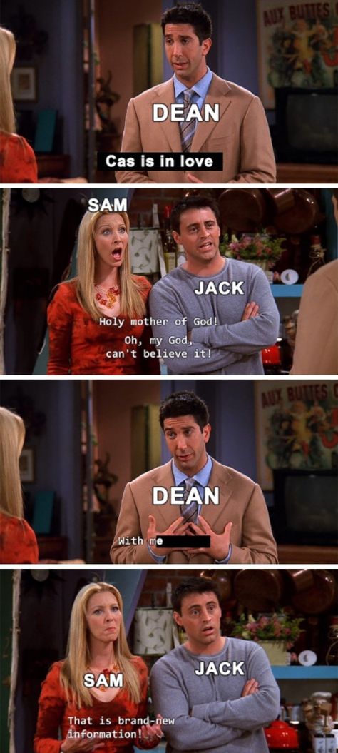 Supernatural Memes Funny, Destiel Tumblr, Supernatural Jokes, Supernatural Fanfiction, Supernatural Ships, Dean And Castiel, Supernatural Pictures, Supernatural Tv Show, Supernatural Destiel