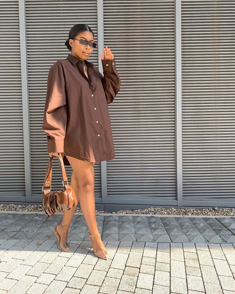 Nude Outfits, Shirt Dress Outfit, Brown Outfit, Looks Street Style, Streetwear Fashion Women, New Classic, Looks Vintage, Outfits Casuales, Look Fashion