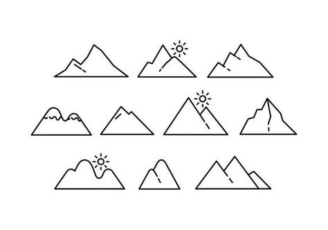 Mountains Line Icon Vector Moutain Tattoos, Mountain Clipart, Mountain Sketch, Silhouette Tattoos, Cute Tiny Tattoos, Doodle Icon, Mountain Tattoo, Picture Icon, Mandala Tattoo