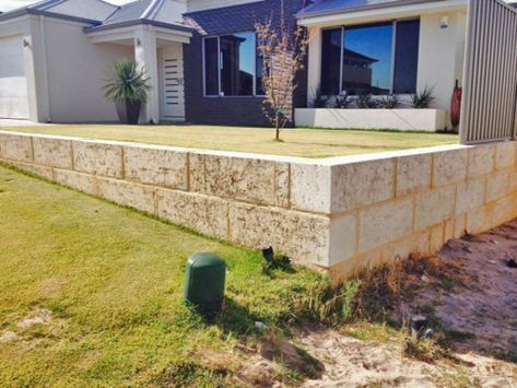 Retaining Wall Patio, Limestone Patio, Limestone Block, Retaining Wall Design, Dry Stack Stone, Mediterranean Garden Design, Stone Wall Design, Limestone Wall, Landscape Construction