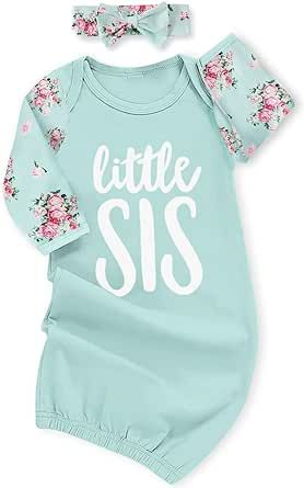 Nightgown Outfit, Long Sleeve Nightgown, Baby Girl Sleepers, Girls Nightgown, Hospital Outfit, Baby Sleepers, Pajamas Gift, Newborn Baby Girl