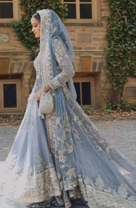 Desi wedding, Nikkah outfit Nikkah Outfit, Wedding Nikkah, Mehandi Henna, Army Art, Blue Wedding Dress, Pakistani Bridal Dress, Nikah Dress, Love Power, Walima Dress