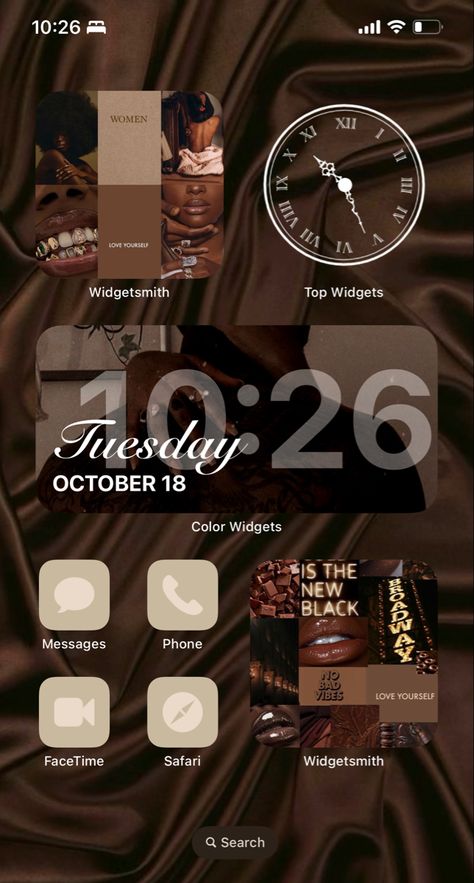 Widget Iphone Aesthetic Baddie, Iphone Home Screen Inspo Aesthetic, Iphone Widgetsmith Aesthetic, Iphone Widget Theme Ideas, Brown Iphone Wallpaper Aesthetic Widgets, Aesthetic Wallpaper Theme Ideas, Widgetsmith Iphone Aesthetic, Cute Iphone Icons Aesthetic, Brown Home Screen Layout