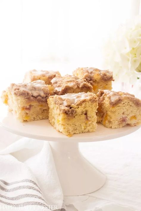 This Best Ever Peach Buckle Recipe is a little modification from my yummy blueberry buckle recipe. Enjoy the fresh summer peaches in this delicious dessert. #fruitdesserts #summercakes Peach Buckle Recipe, Peach Buckle, Buckle Recipe, Blueberry Buckle Recipe, Cooking Desserts, Blueberry Buckle, Apple Custard, Elf Magic, Summer Cakes