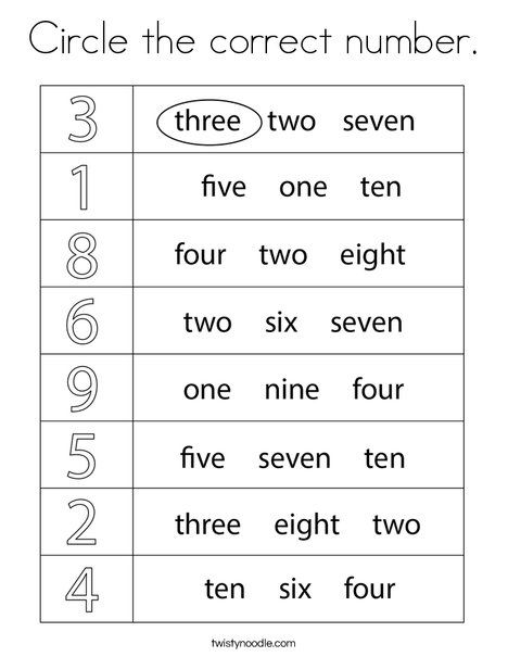 Circle the correct number Coloring Page - Twisty Noodle One To Ten Number Names, Math Activity For Grade 2, Circle The Correct Number Worksheets, Numbers Words Worksheets, Number For Kid, Class Ukg English Worksheets, Number Recognition Worksheets 1-20, Count To 5, Kids Number Activities