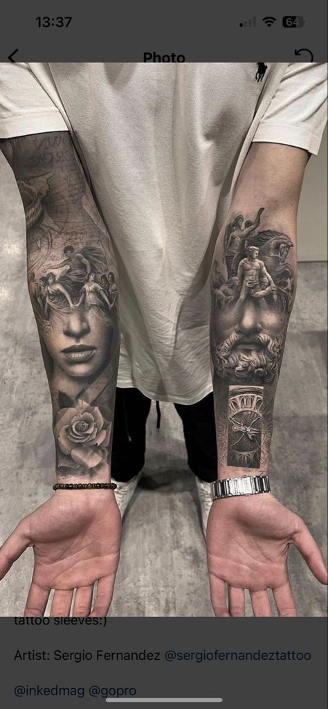 Half Arm Sleeve Tattoo, Arm Tattoos For Men, Underarm Tattoo, Tattoo Homme, Roman Tattoo, Bicep Tattoo Men, Flash Designs, Realistic Tattoo Sleeve, Ink Magazine