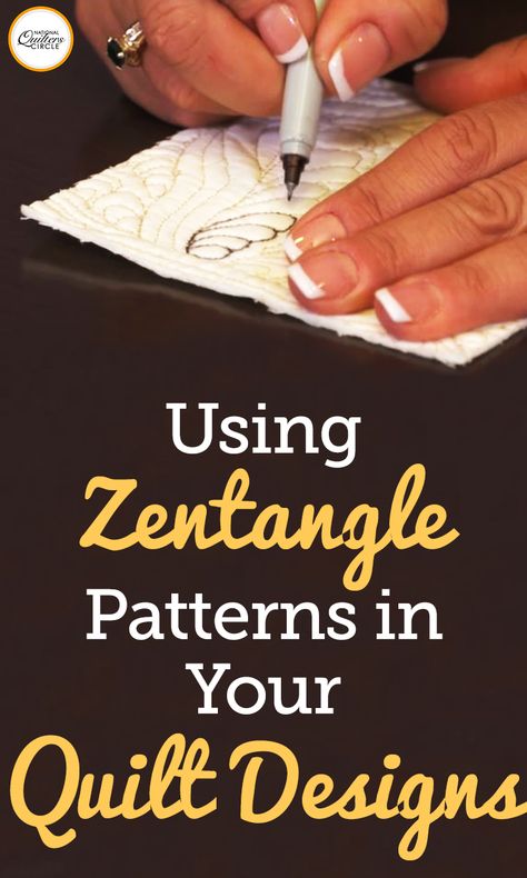 Zentangle patterns are very popular to both draw and color, however they can also be very fun to quilt. Kelly Hanson shows you how to use zentangle patterns on your next quilt project and how to build a quilt journal of many different designs. Zentangle Quilting Patterns, Zentangle Quilting, Celtic Quilts, Hand Quilting Technique, Knitting Circle, Quilt Journal, Machine Quilting Pattern, Puzzle Quilt, Celtic Quilt