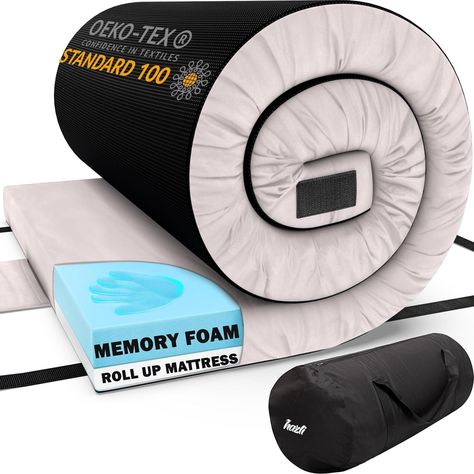 Amazon.com : Matrix Cell Memory Foam Camping Mattress Pad - CertiPUR-US Roll Up Mattress - Car Foldable Floor Mat for Adults - Sleeping Pad Guest Bed - Portable Travel Cot Pad - Camp Bed Roll : Sports & Outdoors Roll Up Mattress, Floor Sleeping, Bed Roll, Foam Roll, Portable Mattress, Twin Xl Mattress, Foldable Mattress, Folding Mattress, Cot Mattress