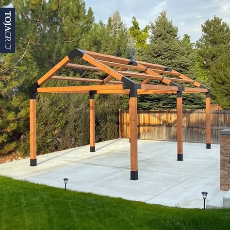 Pergola Ideas Backyard, Double Pergola, Modular Pergola, Backyard Pergola Ideas, Pergola On Deck, Pergola Patio Ideas, Diy Pergola Kits, Diy Carport, Toja Grid