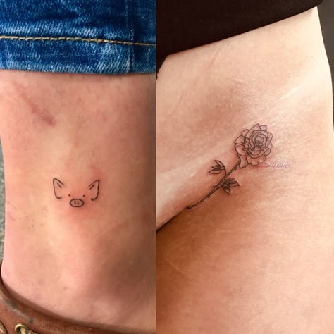 Dainty Pig Tattoo, Fine Line Pig Tattoo, Cute Pig Tattoo, Flying Pig Tattoo, Nose Tattoo, Tiny Pigs, Pig Tattoo, Pig Face, Small Pigs