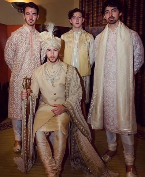 We've Got ALL The Unseen Pictures From The #Nickyanka Wedding | WedMeGood Priyanka Chopra Wedding, Frankie Jonas, Celebrity Wedding Photos, Sherwani For Men Wedding, Groom Dress Men, Mode Ulzzang, Indian Groom Wear, Wedding Dresses Men Indian, Men's Ethnic Wear