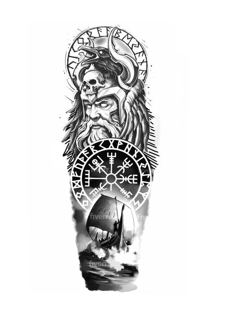 Odin Tattoo, Gothic Tattoos, Viking Tattoo Sleeve, Zeus Tattoo, Ear Tattoo Ideas, Ear Tattoos, Egypt Tattoo, Tattoo Zeichnungen, Nordic Tattoo