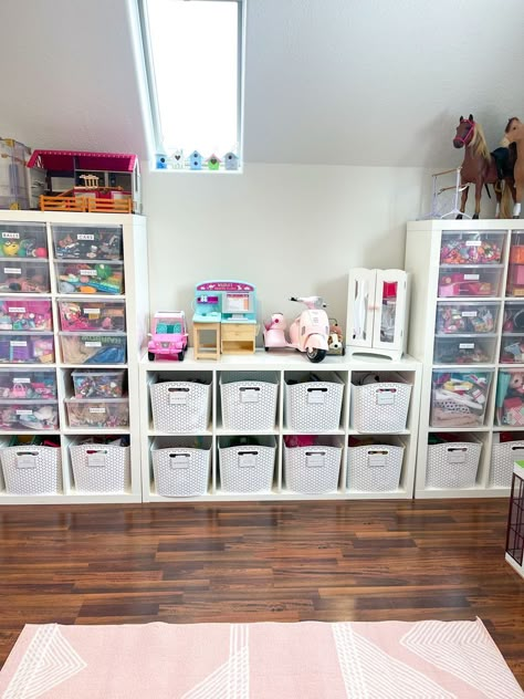 Organization Ideas Playroom, 8 Cube Organizer For Toys, Toy Room Organization Storage Bins, Cube Storage For Playroom, Ikea Cube Playroom, Large Toy Shelves, Cube Storage Craft Organization, Storage Cubes Playroom, Kids Playroom Shelves