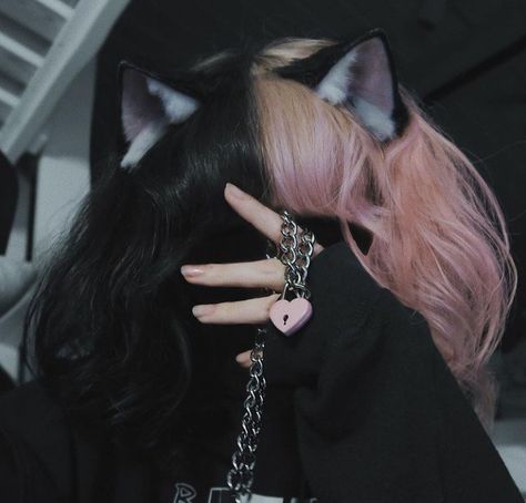 Cat Ears, Hair, Pink, Black