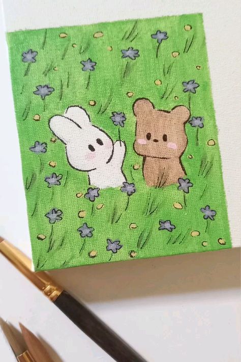 Aesthetic Pintura, Painting Bunny, School Book Covers, Flowers Instagram, Aesthetic Painting, Cartoon Tv, Cute Crafts, Instagram Aesthetic, Flower Drawing