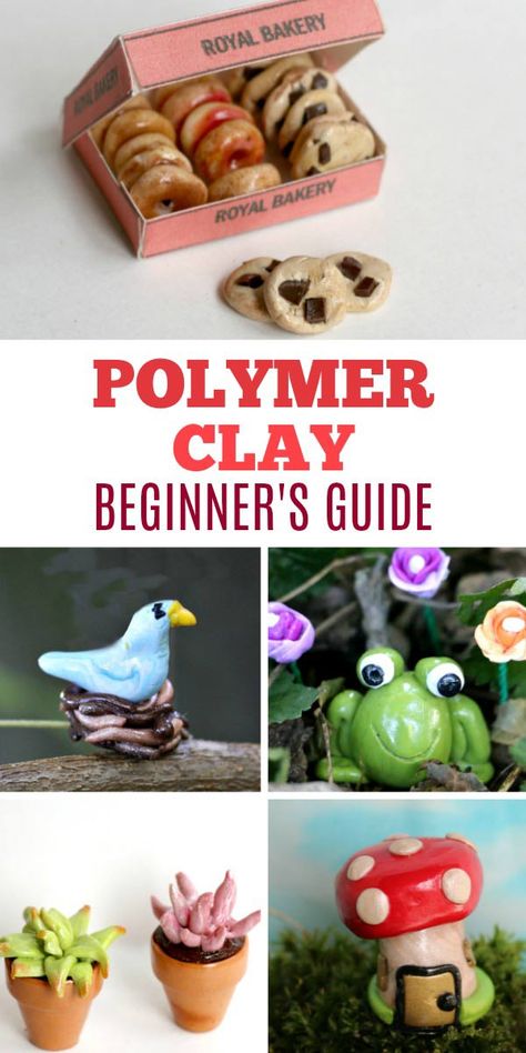 A beginner's guide with everything you need to know to create miniature charms and trinkets with polymer clay. Polymer Clay Kunst, Tiny Charms, Polymer Clay Figures, Sculpey Clay, Polymer Clay Sculptures, Polymer Clay Diy, Cute Polymer Clay, Polymer Clay Miniatures, Clay Miniatures