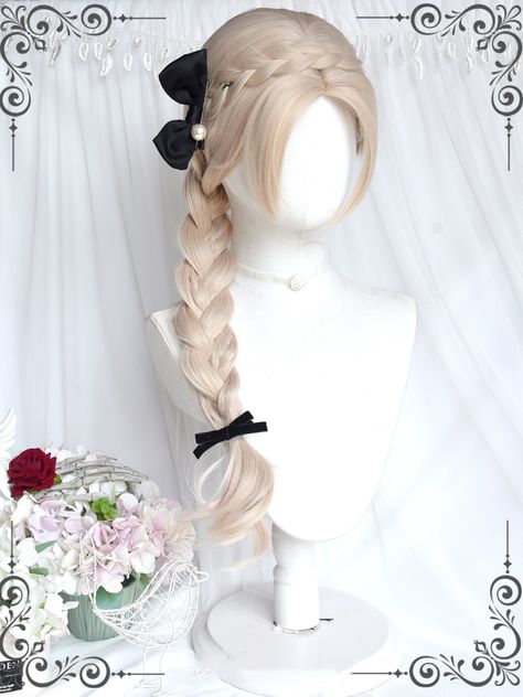 This price is for a wig only, others are not included. SizeFree SizeHair Length70 Long Curly Hair Back View, Hair Wig Styles, White Hair Aesthetic, Harajuku Wigs, Cool Hair Designs, Kawaii Wigs, Androgynous Hair, Drawing Hair Tutorial, Dyed Blonde Hair