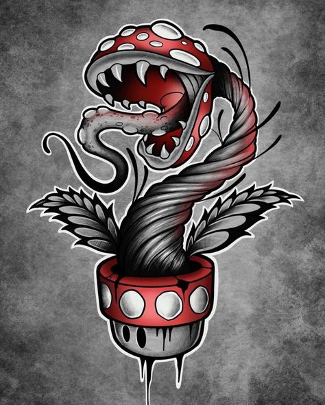 New School Tattoo Designs Sketches, Neotraditional Tattoo Flash Art, Grage Door, Mario Tattoos, Healer Tattoo, New School Tattoo Designs, Super Mario Tattoo, Koi Dragon Tattoo, Cute Halloween Tattoos