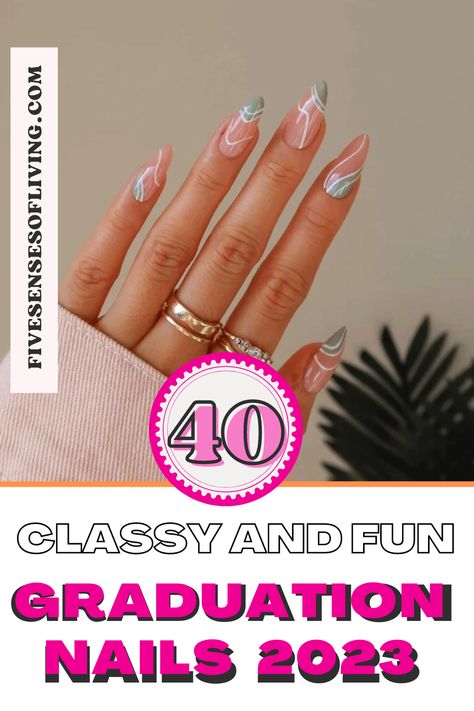 Complete your graduation look with these stunning nail designs! 🎓💅 Whether you prefer elegant and sophisticated or bold and creative, we've got the perfect nail ideas to celebrate your big day. Show off your school colors, add some shimmer, or try a fun accent nail to make a statement as you walk across that stage. Check out our board for graduation nail inspiration and get ready to rock your graduation cap with fabulous nails! End Of School Nails, Fancy School, Graduation Look, Graduation Nails, Stunning Nail Designs, Accent Nail, School Nails, Cap And Gown, Halloween Nail Designs