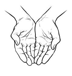 Empty open palms Royalty Free Vector Image - VectorStock Hands Held Out, Giving Hands Drawing, Cupping Hands Reference, Cupped Hands Drawing, Hands Cupped Together, Hands Cupped, Giving Hands, Hands Drawing, Draw Hands