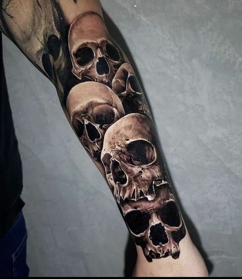 Tattoo Designs Men Skull, Bed Of Skulls Tattoo, Skulls Tattoos For Men, Skull Arm Sleeve Tattoos, Skull Pile Tattoo, Skull Tattoo Sleeve For Men, Skull Shoulder Tattoo Men, Men Skull Tattoos, Skull Arm Tattoo Men