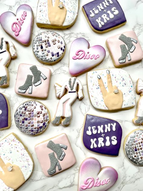 Bach Cookies, Bachelorette Party Cookies, Diamond Theme, Bridal Cookies, Disco Bachelorette, Bridal Shower Cookies, Program Fans, Wedding Program Fans, 30th Birthday Parties