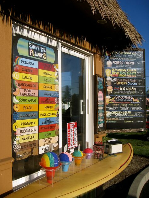 Snow Cone Sign Ideas, Shaved Ice Trailer, Snowcone Stand, Snowball Stand, Shaved Ice Recipe, Grape Smoothie, Snow Cone Stand, Ice Truck, Orange Ice Cream