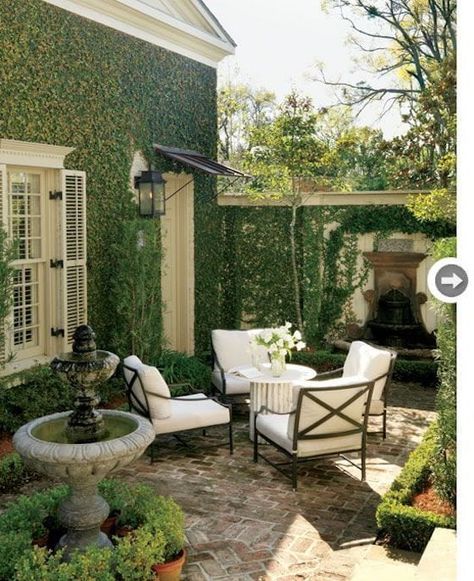 Lovely Courtyard Inspiration – 1010 Park Place Home Moodboard, Small Courtyard Gardens, Courtyard Gardens Design, Small Courtyards, Brick Patios, Chaise Lounges, Small Outdoor Spaces, Beautiful Backyards, Arabian Nights