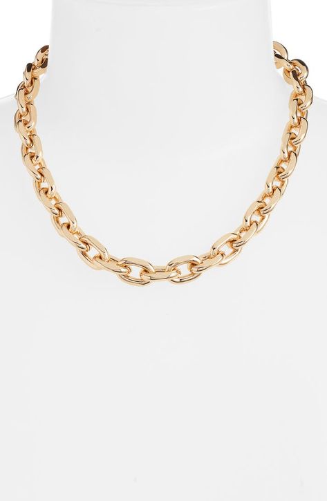 Open Edit Faceted Chain Link Necklace | Nordstrom Chunky Gold Chain Necklace, Chunky Chain Necklace, Chunky Gold Chain, Chunky Chain Necklaces, Fabric Gift Bags, Fabric Gifts, Keep Jewelry, Gold Chain Necklace, Anniversary Sale