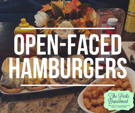 One of my all-time favorite dinner recipes - open-faced hamburgers. Quick and easy! Open Face Burgers, Best Way To Cook Hamburgers Inside, Frozen Hamburger Patties In Oven, Best Oven Burger Recipe, Open Faced Burgers, Open Face Hamburger Burger Recipes, Open Faced Hamburgers, Chili Cheese Burger, Easy Burger Recipe