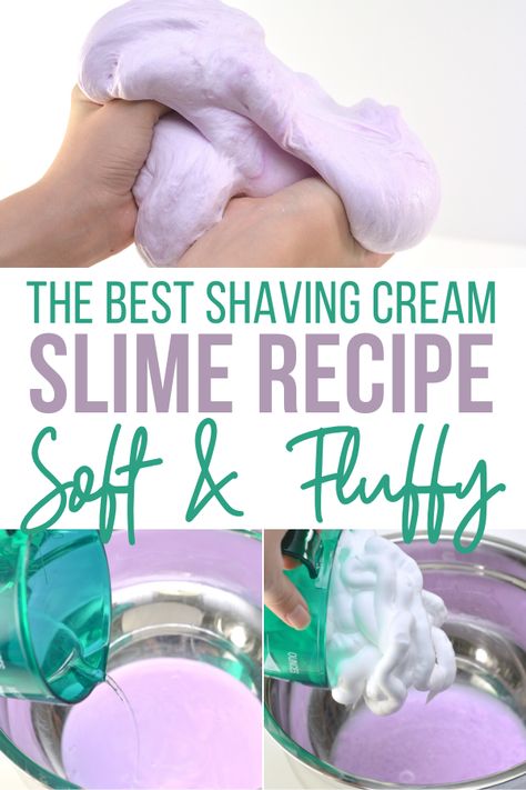 Slime For Kindergarten, Fluffy Slime Recipe Shaving Cream, Slime Recipe Fluffy, Shaving Cream Slime Recipe, Shaving Cream Slime, Make Slime Without Glue, Puffy Slime, Slime With Shaving Cream, Sensory Slime