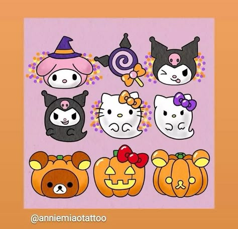 Halloween Hello Kitty And Friends, Halloween My Melody, Hello Kitty Ghost, Halloween Kuromi, Kuromi Halloween, Halloween Sanrio, Hello Kitty Halloween Wallpaper, Sanrio Halloween, Halloween Hello Kitty