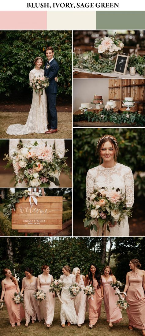 Blush, ivory, and sage green spring wedding color palette | Images by Jordan Voth Photography Green Spring Wedding, Spring Wedding Color Palette, Wedding Themes Spring, Boda Mexicana, Spring Wedding Colors, Wedding Palette, Wedding Theme Colors, Green Spring, Wedding Color Palette