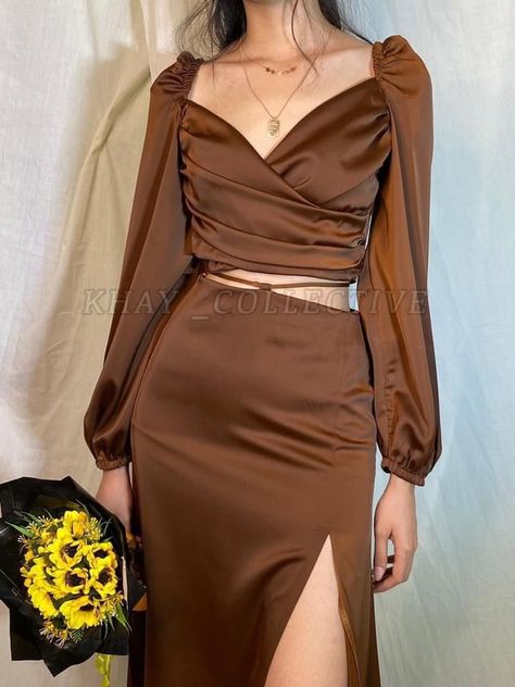 Cool Dress Up Ideas, Brown Party Outfit, Elegance Dress, Luxury Photography, Fashion Top Outfits, Elegant Dresses Classy, Everyday Fashion Outfits, Designer Dresses Casual, Classy Fashion