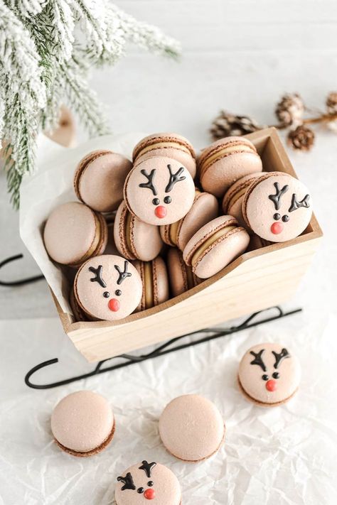 Christmas Macarons Box 2022 - Everything Marina Reindeer Macarons, Macaron Instagram, Winter Macarons, Christmas Macaroons, Macaron Christmas, Macaroons Christmas, Macaron Decoration, Macaroons Flavors, Christmas Cookie Dough