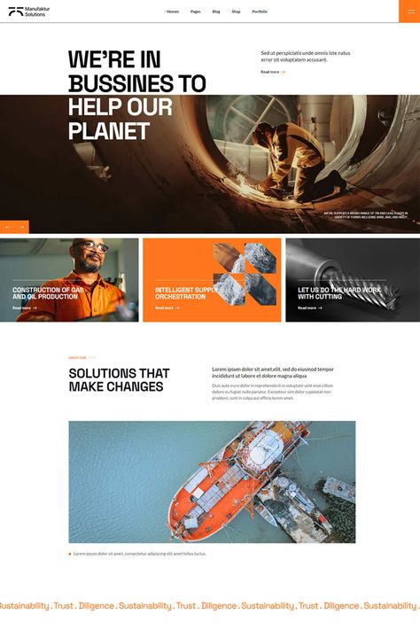 Manufaktur Solutions is a WordPress theme specifically tailored for industrial and manufacturing businesses. Industrial Website, Logistics Design, Industrial Machinery, Oil Industry, Factory Design, Metal Products, Responsive Design, Shopping Websites, Wordpress Themes