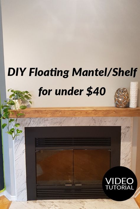 Diy Fireplace Shelf, Floating Shelf Mantel, Floating Mantel Shelves Living Room, Floating Mantle Under Tv Fireplace, Fireplace Mantle Shelves, Mantle Floating Shelf, Mantel Diy Floating, Floating Shelf Fireplace Mantel, Diy Fireplace Mantel Shelf