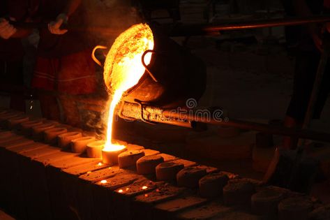 Photo about Molten metal poured from ladle for casting. Image of foundry, furnace, craft - 24670393 Metallurgy Aesthetic, Cabin 9 Hephaestus, Battle Chess, Kaufmann House, Abi Interiors, The Coliseum, Steel Industry, Black Smith, Bare Knuckle