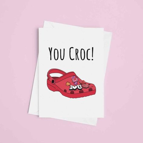 JOYSMITH MUG You Croc! - Valentine's Day Card Croc Valentines Card, Croc Valentine, Roller Skate Valentine, Rubber Ducky Valentine, Valentine Rubber Duck, Cupids Cowgirls Valentines, Croc Charms, Treat Gift, Crocs Shoes