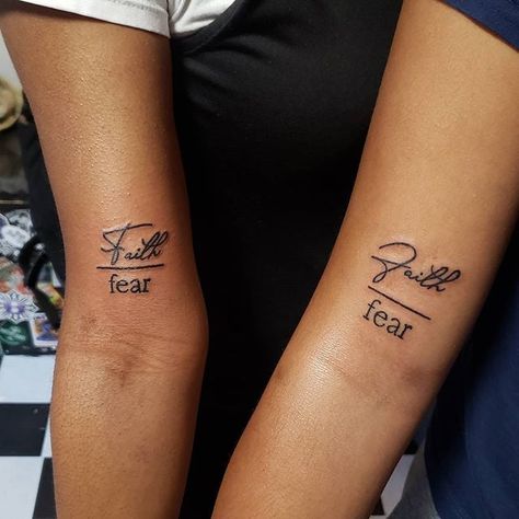 Christian Best Friend Tattoos, Faith Over Fear Tattoo Ideas, Fear Tattoo Ideas, Brooke Tattoo, Faith Over Fear Tattoo, Tattoos 2022, Fear Tattoo, Baddie Ideas, Scripture Tattoos