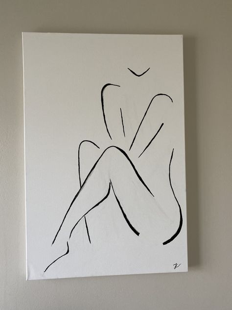 Minimalist Body Painting, Easy Feminine Painting, Easy Silhouette Drawing Ideas, Minimal Painting Ideas Easy, Women Silhouette Art Painting, Minimalist Body Drawing, Canvas Painting Ideas Body Art, Siloette Ideas Painting, Canvas Body Painting